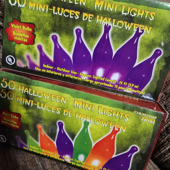 Vtg Sienna Halloween Mini Lights Violet & Multibulbs 13ft each Indoor Outdoor - Picture 8 of 8